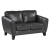 Sofy 61 Inch Loveseat, Dark Gray Top Grain and Faux Leather, Solid Wood By Casagear Home