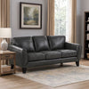 Sofy 83 Inch Sofa, Dark Gray Top Grain and Faux Leather, Solid Wood Feet By Casagear Home