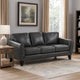 Sofy 83 Inch Sofa, Dark Gray Top Grain and Faux Leather, Solid Wood Feet By Casagear Home