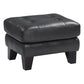 Sofy 27 Inch Ottoman, Dark Gray Top Grain and Faux Leather, Solid Wood By Casagear Home