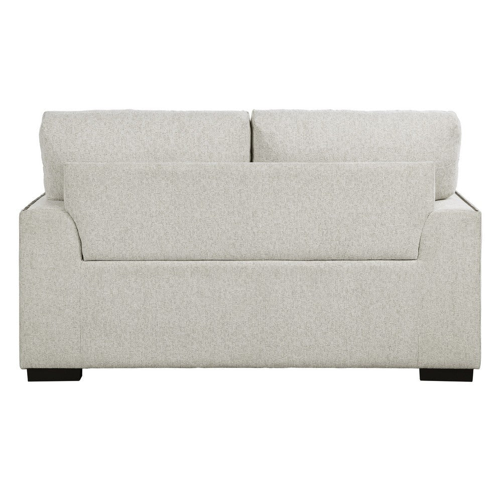 Meil 62 Inch Loveseat Beige Chenille Nailhead Trim Foam Cushions Wood By Casagear Home BM316336