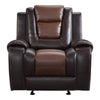 Istro 39 Inch Manual Recliner Chair, Gliding, 2 Tone Brown Faux Leather By Casagear Home