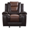 Istro 39 Inch Manual Recliner Chair Gliding 2 Tone Brown Faux Leather By Casagear Home BM316338