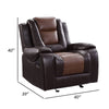 Istro 39 Inch Manual Recliner Chair Gliding 2 Tone Brown Faux Leather By Casagear Home BM316338