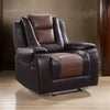 Istro 39 Inch Manual Recliner Chair, Gliding, 2 Tone Brown Faux Leather By Casagear Home