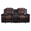 Istro 76 Inch Dual Manual Recliner Loveseat, Console, Brown Faux Leather By Casagear Home