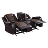 Istro 76 Inch Dual Manual Recliner Loveseat, Console, Brown Faux Leather By Casagear Home