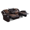 Istro 86 Inch Manual Recliner Sofa, Drop Down Table, Brown Faux Leather By Casagear Home