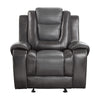 Istro 39 Inch Glider Manual Recliner Chair 2 Tone Gray Faux Leather By Casagear Home BM316341