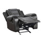 Istro 39 Inch Glider Manual Recliner Chair, 2 Tone Gray Faux Leather By Casagear Home