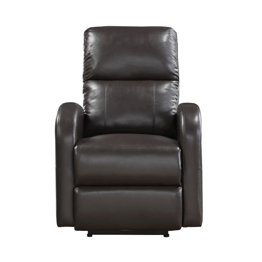 Rica 38 Inch Power Recliner Chair Plush Brown Faux Leather Foam Cushions By Casagear Home BM316344