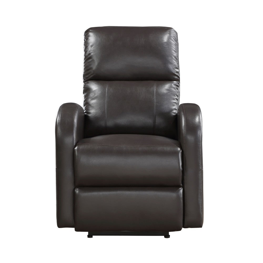 Rica 38 Inch Power Recliner Chair, Plush Brown Faux Leather, Foam Cushions By Casagear Home