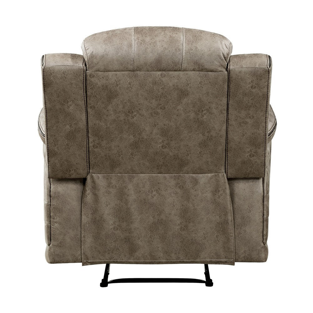 Bento 38 Inch Manual Recliner Chair Tab Pull Sandy Brown Microfiber By Casagear Home BM316348