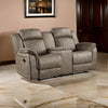 Bento 74 Inch Manual Recliner Loveseat, Console, Sandy Brown Microfiber By Casagear Home