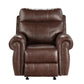 Ville 38 Inch Glider Manual Recliner Chair Nailhead Brown Faux Leather By Casagear Home BM316351