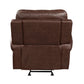 Ville 38 Inch Glider Manual Recliner Chair Nailhead Brown Faux Leather By Casagear Home BM316351