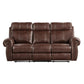 Ville 83 Inch Manual Recliner Sofa Pillow Top Arms Brown Faux Leather By Casagear Home BM316355