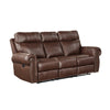 Ville 83 Inch Power Double Recliner Sofa, USB Charger, Brown Faux Leather By Casagear Home