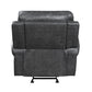 Ville 38 Inch Manual Glider Recliner Chair Tab Pull Gray Faux Leather By Casagear Home BM316357