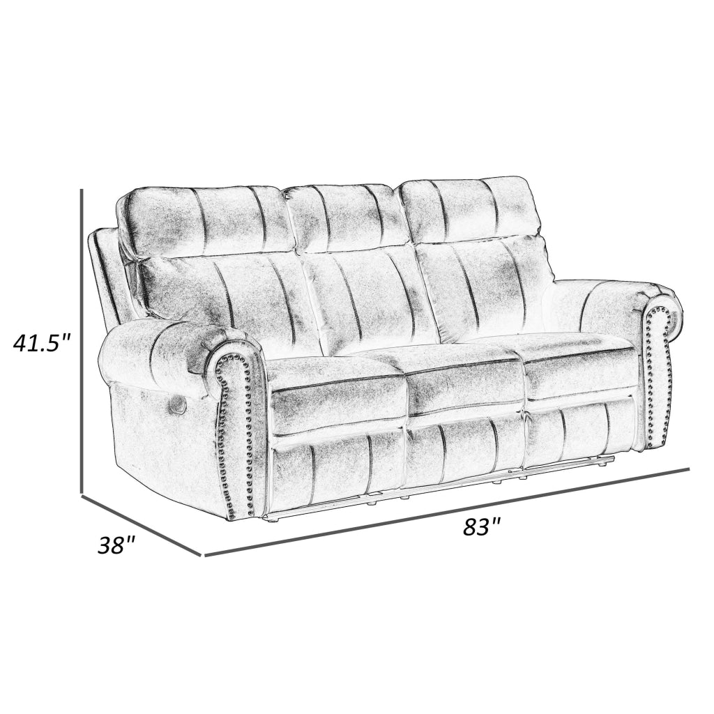 Ville 83 Inch Manual Dual Recliner Sofa Pillow Arms Gray Faux Leather By Casagear Home BM316361