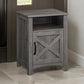 Eva 24 Inch Nightstand, 1 Barn Cabinet, Open Top Shelf, White and Gray By Casagear Home