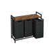 36 Inch Laundry Basket with 3 Oxford Fabric Bags Rustic Brown Black Iron By Casagear Home BM316384