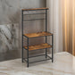 70 Inch Kitchen Baker Rack, 3 Tier Shelf, Grid Panel with Hooks, Black Iron By Casagear Home