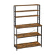 Gina 66 Inch Kitchen Baker Rack 6 Tier Brown Shelves Hooks Black Iron By Casagear Home BM316394