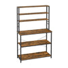 Gina 66 Inch Kitchen Baker Rack 6 Tier Brown Shelves Hooks Black Iron By Casagear Home BM316394