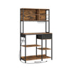 Jax 71 Inch Kitchen Storage Rack 4 Tier Brown Shelves 1 Drawer Black Iron By Casagear Home BM316397