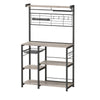 Kodi 66 Inch Kitchen Baker Rack, 4 Tier Gray Shelves, Wire Basket, Black By Casagear Home