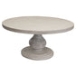 Ian 63 Inch Dining Table, Round, Turned Pedestal Base, Classic Ivory Wood By Casagear Home