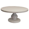 Ian 63 Inch Dining Table Round Turned Pedestal Base Classic Ivory Wood By Casagear Home BM316403