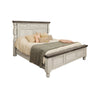 Sim California King Size Bed, Farmhouse Turned Headboard, Gray, Ivory White By Casagear Home