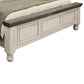 Sim King Size Bed Farmhouse Turned Headboard Gray Ivory White Pine Wood By Casagear Home BM316405