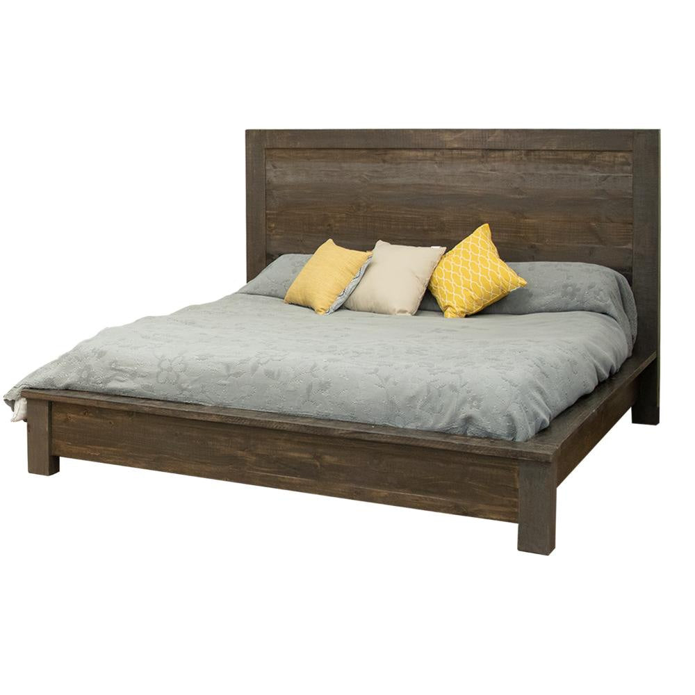 Pola Queen Bed Panel Headboard Low Profile Footboard Brown Pine Wood By Casagear Home BM316410