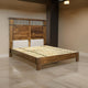 Umey Queen Size Bed, Tall Headboard, Black Iron Accents, Brown Mango Wood By Casagear Home