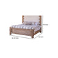 Gin King Size Bed White Upholstered Headboard Farmhouse Brown Mango Wood By Casagear Home BM316429