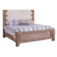 Gin California King Bed, White Upholstery, Farmhouse Brown Mango Wood By Casagear Home