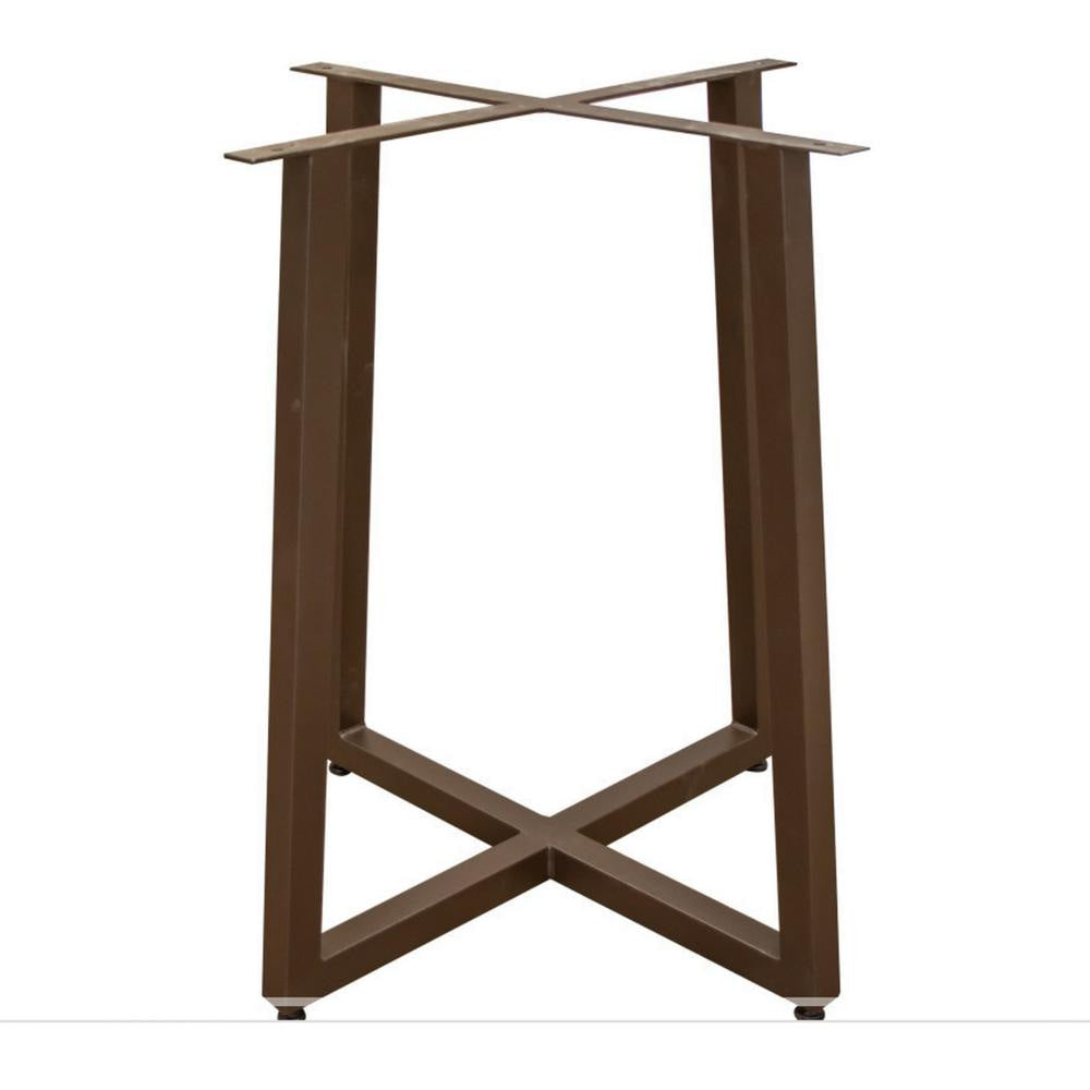 Asic 47 Inch Dining Table Brown Mango Wood Round Top Cross Metal Base By Casagear Home BM316431