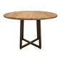 Asic 47 Inch Dining Table, Brown Mango Wood Round Top, Cross Metal Base By Casagear Home