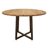 Asic 47 Inch Dining Table Brown Mango Wood Round Top Cross Metal Base By Casagear Home BM316431