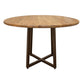 Asic 47 Inch Dining Table Brown Mango Wood Round Top Cross Metal Base By Casagear Home BM316431