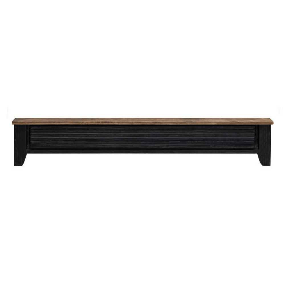 Okai King Bed Vertical Lines Round Edge Panel Headboard Black Solid Wood By Casagear Home BM316438