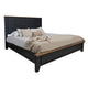 Okai King Bed Vertical Lines Round Edge Panel Headboard Black Solid Wood By Casagear Home