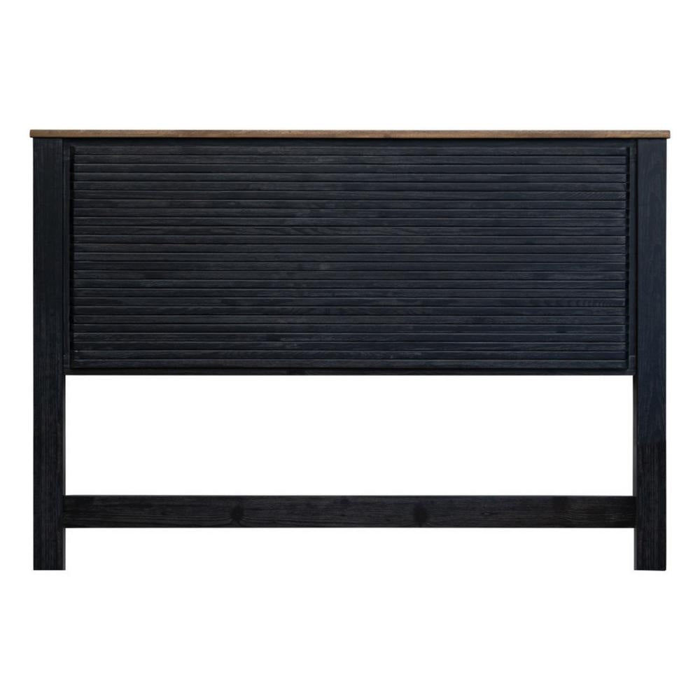 Okai Queen Bed Vertical Lines Round Edge Panel Headboard Black Solid Wood By Casagear Home