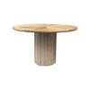 Izya 54 Inch Dining Table Slatted Round Column Base Brown Oak Wood Top By Casagear Home BM316440