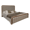 Okai King Bed Channel Tufted Faux Leather Upholstery Brown Solid Wood By Casagear Home