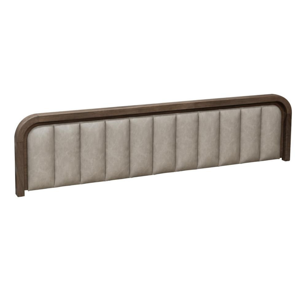 Okai Queen Bed Channel Tufted Faux Leather Upholstery Brown Solid Wood By Casagear Home