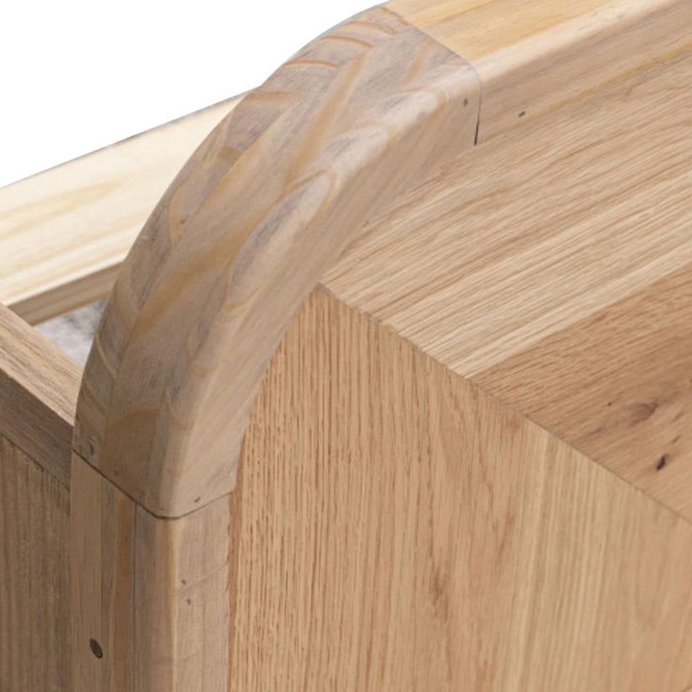 Rosy King Size Bed Textured Oak Veneer Panel Headboard Brown Pine Wood By Casagear Home